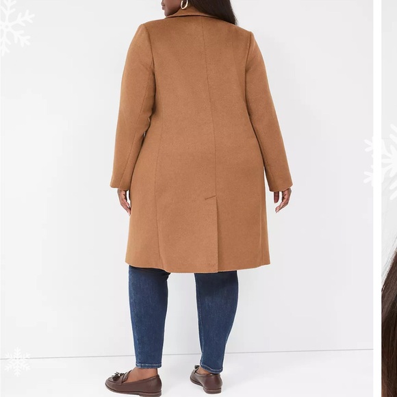 LANE BRYANT NWT Women's Size 18/20 Tan Double-Breasted Coat 2X - Picture 2 of 5